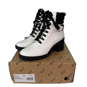 Mix No. 6 Combat Boots Kadin White and Black Block Heel 9.5 M